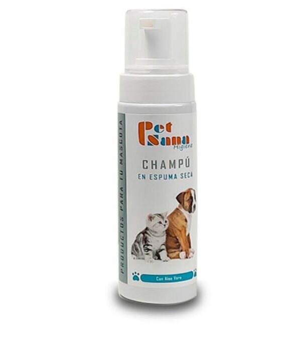 Champú en espuma seco especialmente formulado para perros y gatos. Ideal para limpiar el pelaje sin necesidad de agua, dejando una sensación fresca y limpia.